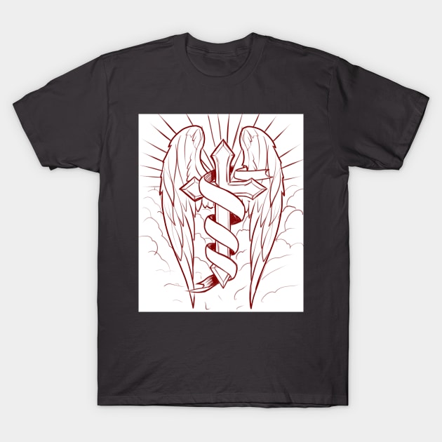 cross and wings T-Shirt by MarkoShirt